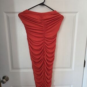 Ruched TANGERINE ORANGE DRESS